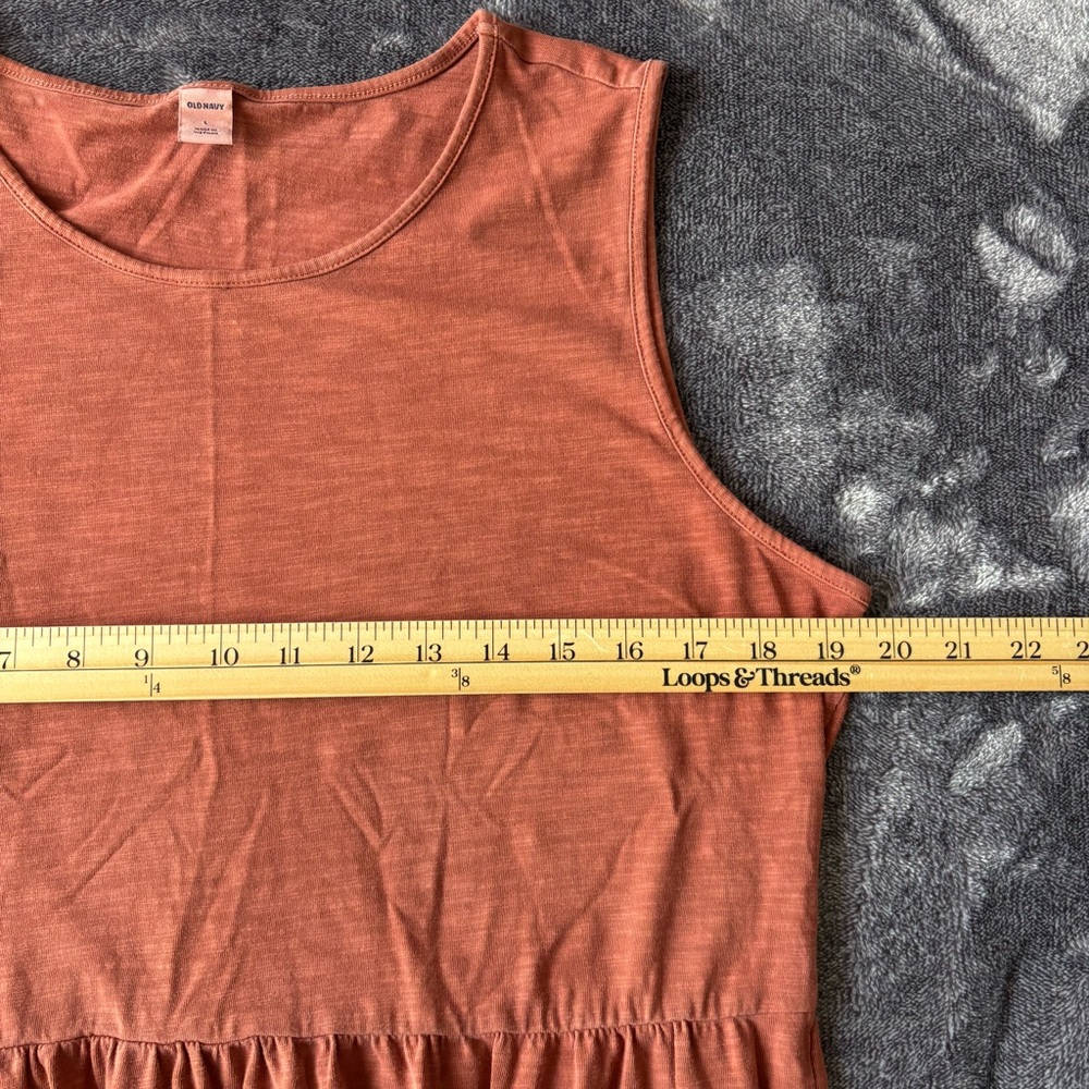 Old Navy Women's Tiered Midi Dress Large Rust Orange Sleeveless Boho Peasant - Picture 8 of 8